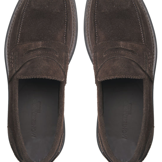 Suede Penny Loafers with X-Light Rubber Sole - MONTEZEMOLO