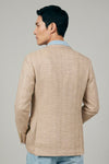 Unlined herringbone blazer in silk, linen & cotton - Ferla® fabrics - MONTEZEMOLO