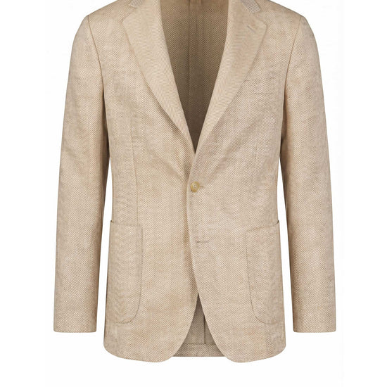 Unlined herringbone blazer in silk, linen & cotton - Ferla® fabrics - MONTEZEMOLO