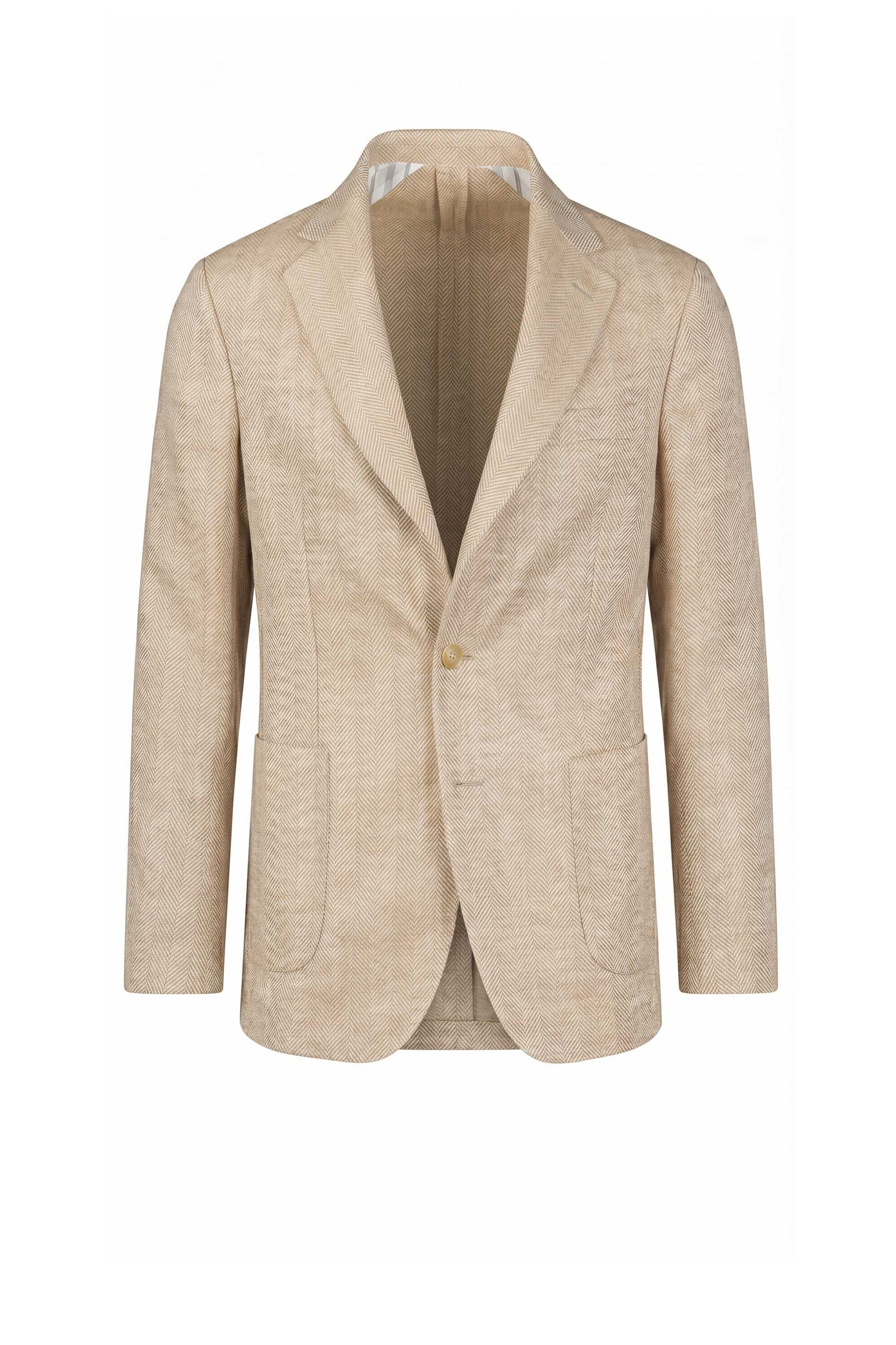 Unlined herringbone blazer in silk, linen & cotton - Ferla® fabrics - MONTEZEMOLO