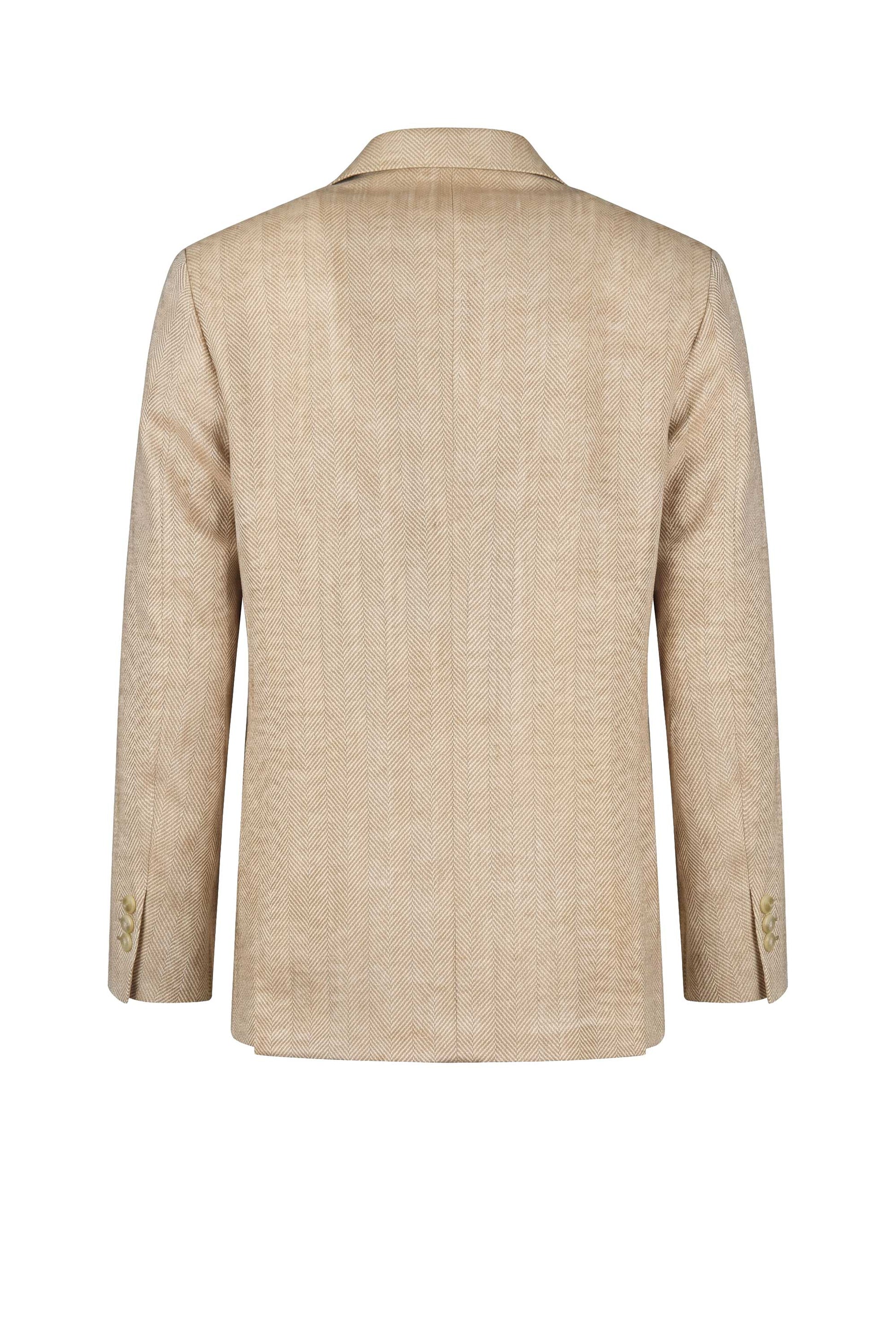 Unlined herringbone blazer in silk, linen & cotton - Ferla® fabrics - MONTEZEMOLO