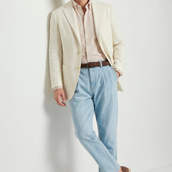 Unlined jacquard linen-cotton blazer - MONTEZEMOLO