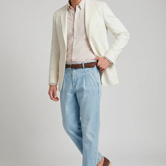 Unlined jacquard linen-cotton blazer - MONTEZEMOLO