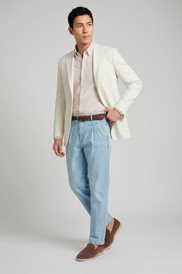 Unlined jacquard linen-cotton blazer - MONTEZEMOLO