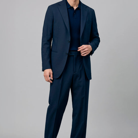 Single-breasted blazer in textured stretch seersucker fabric - MONTEZEMOLO