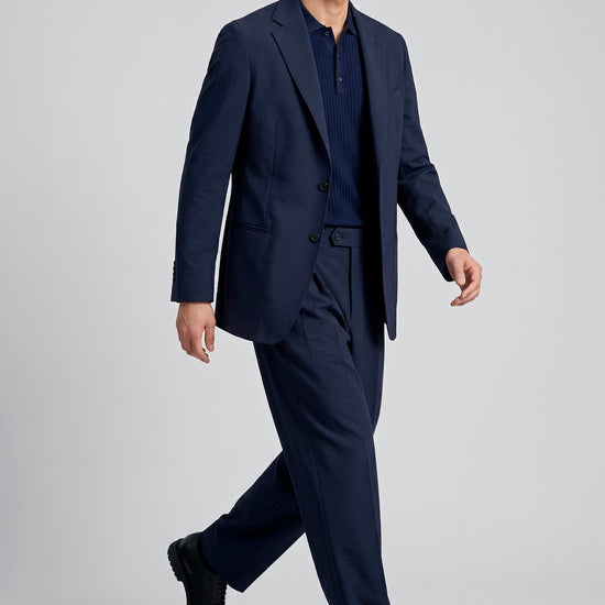 Single-breasted blazer in textured stretch seersucker fabric - MONTEZEMOLO