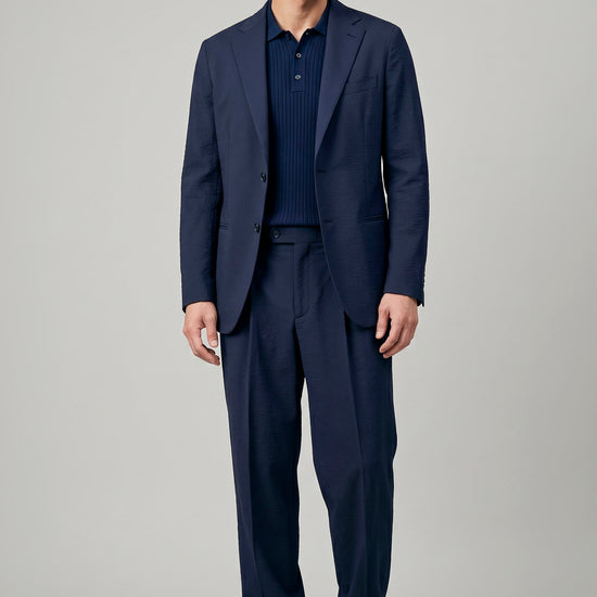 Single-breasted blazer in textured stretch seersucker fabric - MONTEZEMOLO