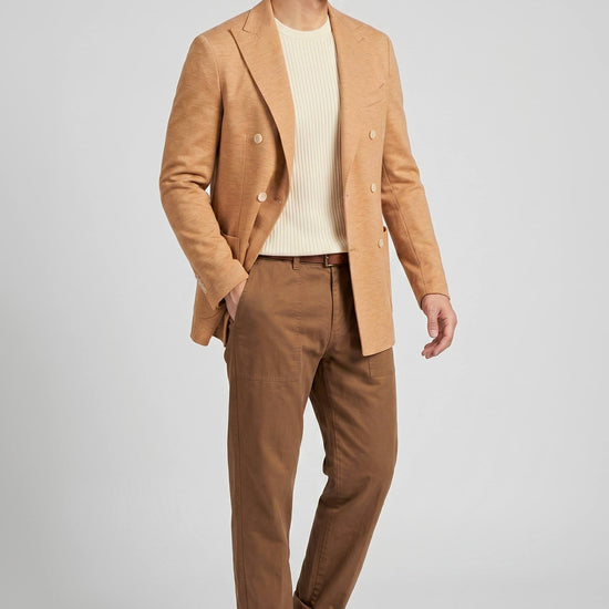 Double-breasted linen and silk blazer - MONTEZEMOLO