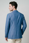 Unlined double-breasted cotton & linen blazer denim-effect - MONTEZEMOLO