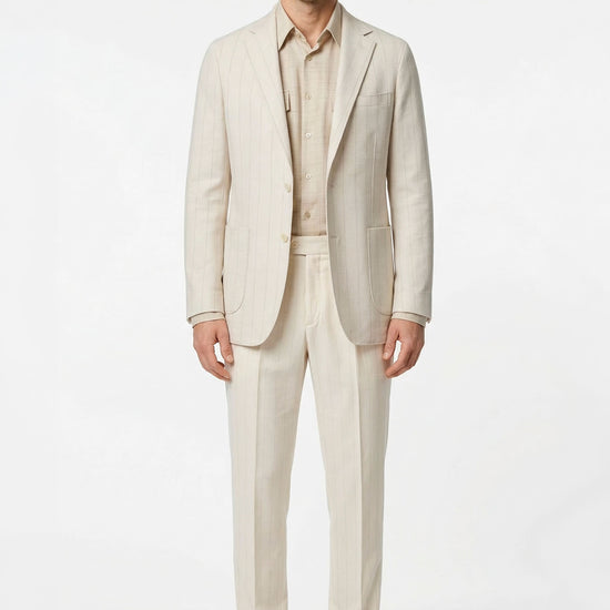 Pinstriped wool and cotton jersey suit - MONTEZEMOLO