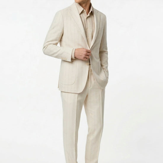 Pinstriped wool and cotton jersey suit - MONTEZEMOLO