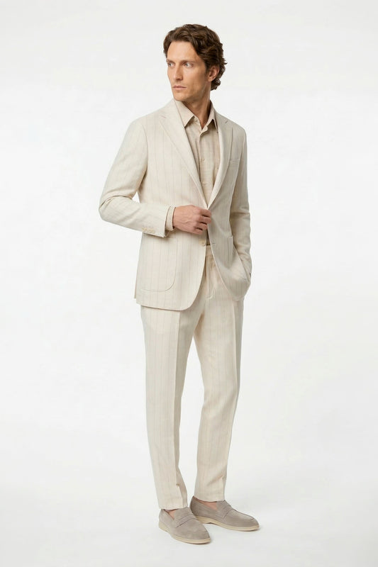 Pinstriped wool and cotton jersey suit - MONTEZEMOLO