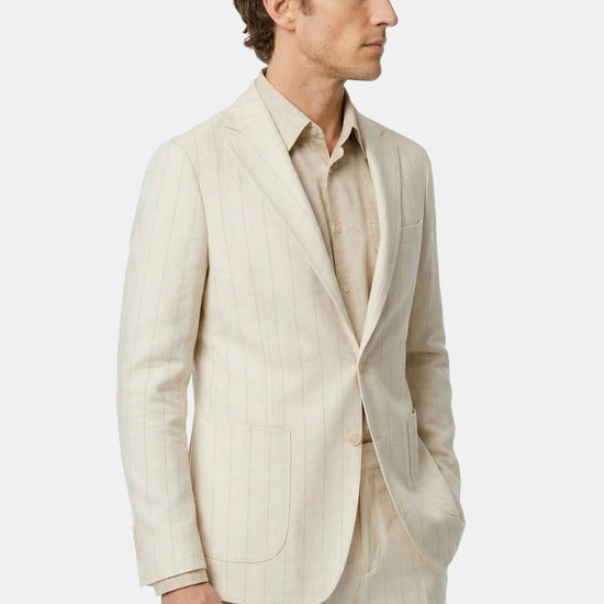 Pinstriped wool and cotton jersey suit - MONTEZEMOLO