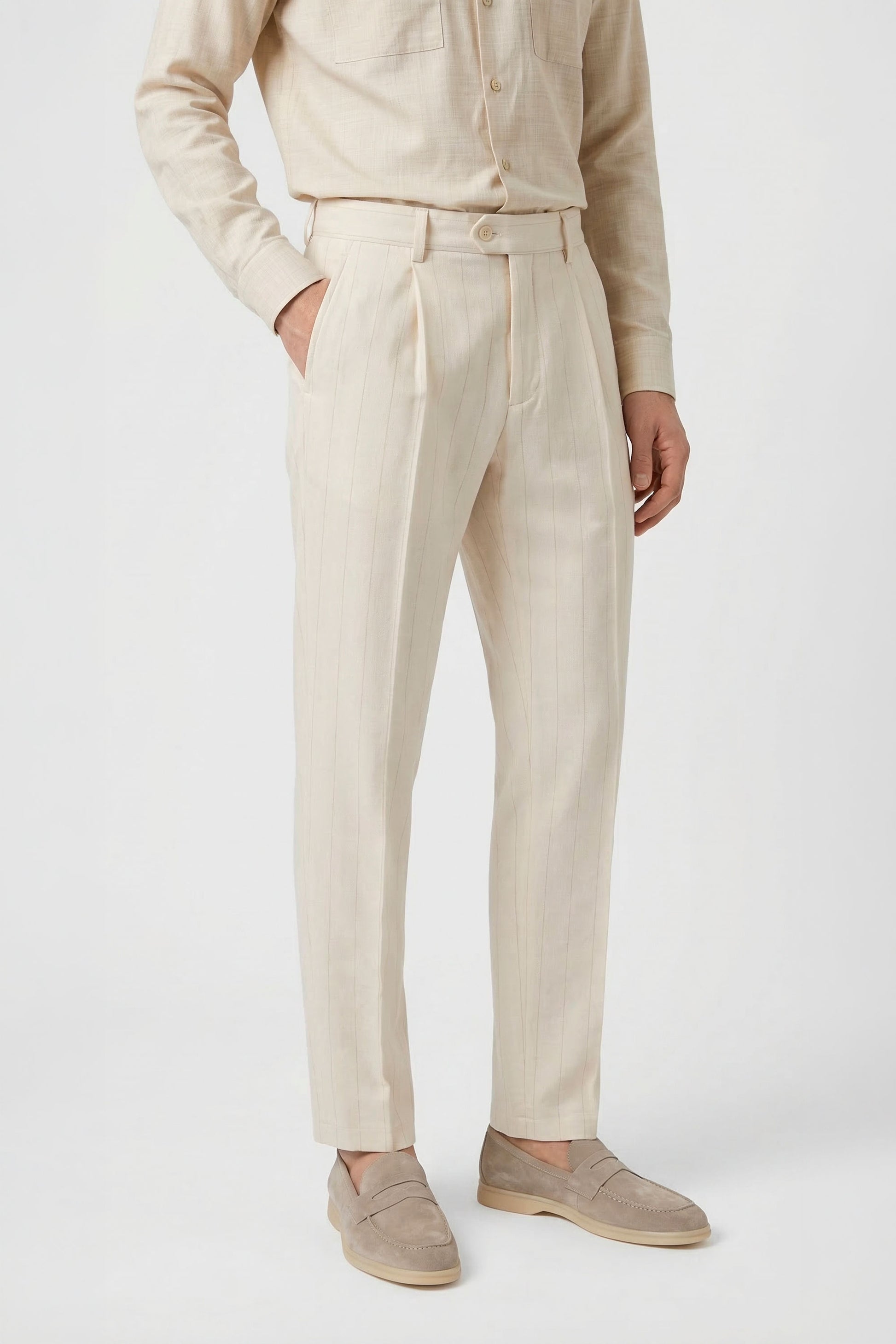 Pinstriped wool and cotton jersey suit - MONTEZEMOLO