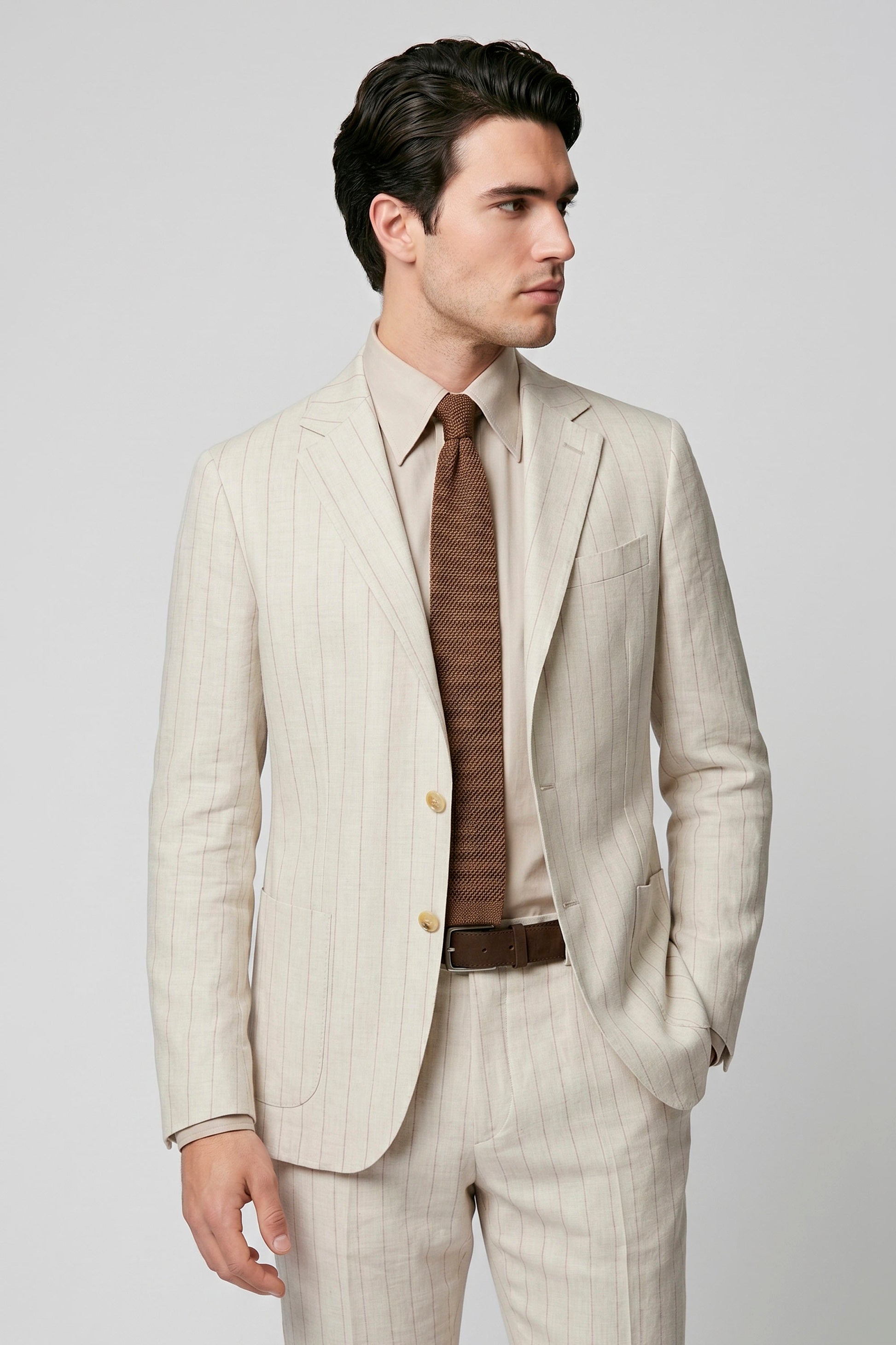 Tailored suit in linen, wool & silk - Fabrics by Ferla® - MONTEZEMOLO