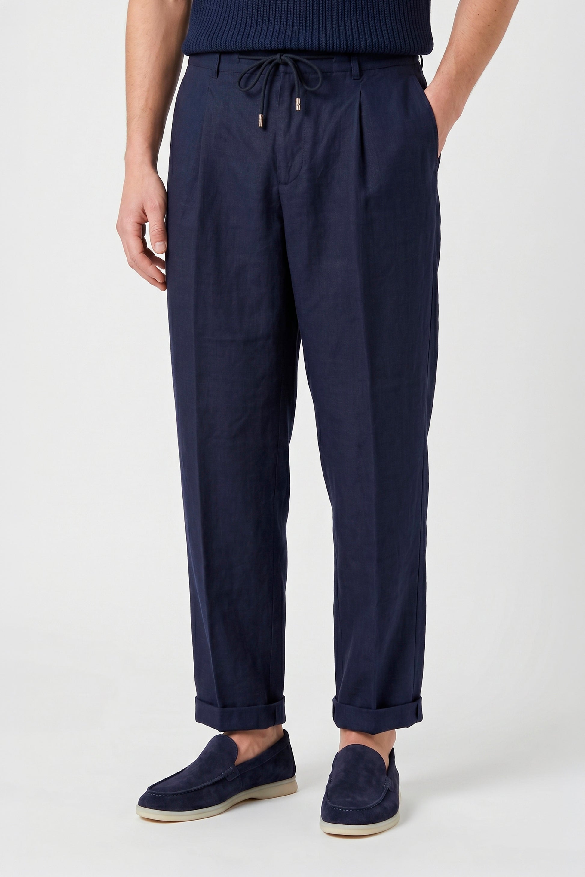 Pure linen drawstring trousers - MONTEZEMOLO