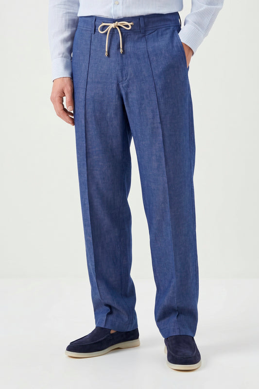 Denim-effect trousers with drawstring - MONTEZEMOLO