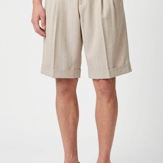 Herringbone Double-pleat bermuda - MONTEZEMOLO