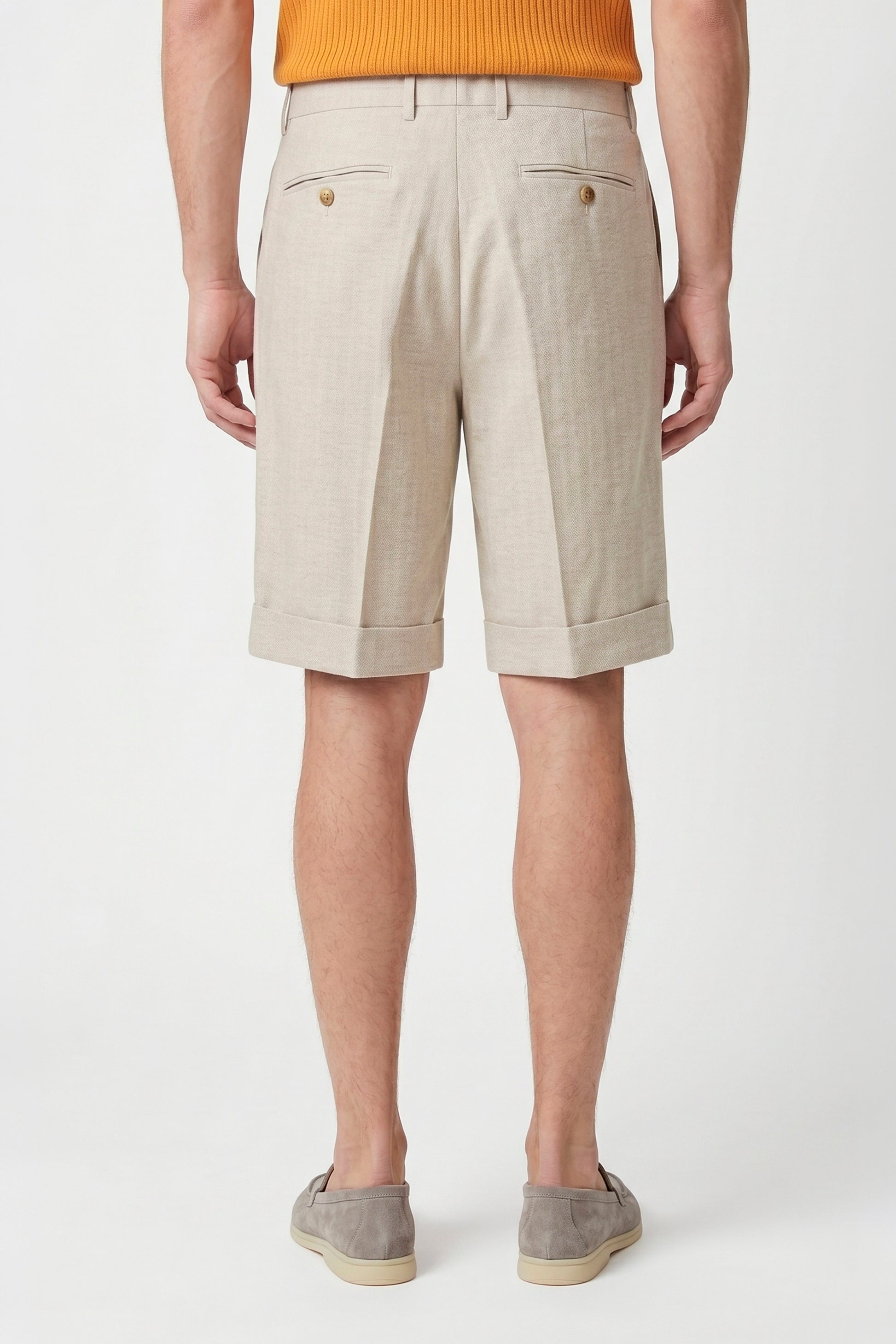 Herringbone Double-pleat bermuda - MONTEZEMOLO