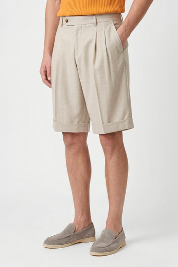 Herringbone Double-pleat bermuda - MONTEZEMOLO