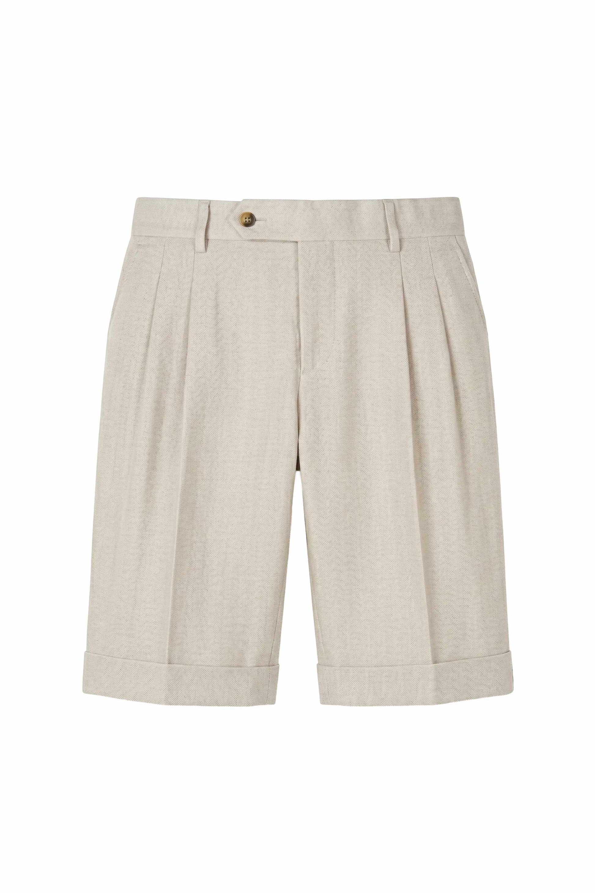 Herringbone Double-pleat bermuda - MONTEZEMOLO