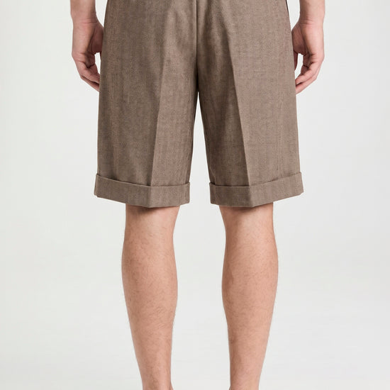 Herringbone Double-pleat bermuda - MONTEZEMOLO