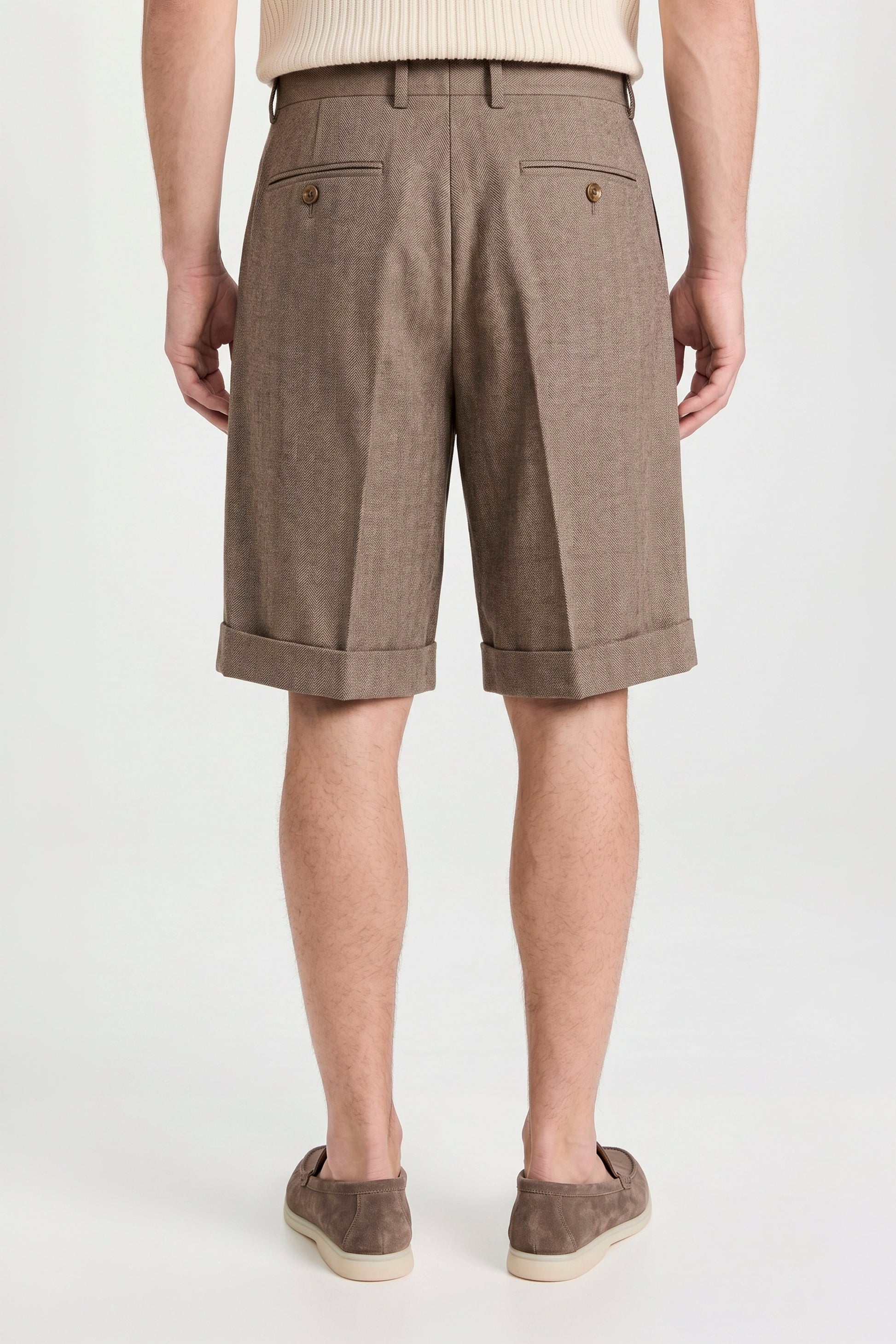 Herringbone Double-pleat bermuda - MONTEZEMOLO