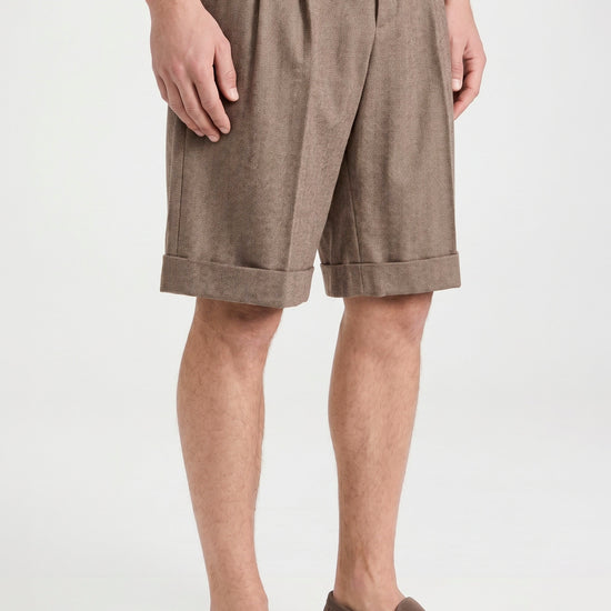Herringbone Double-pleat bermuda - MONTEZEMOLO