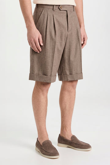 Herringbone Double-pleat bermuda - MONTEZEMOLO