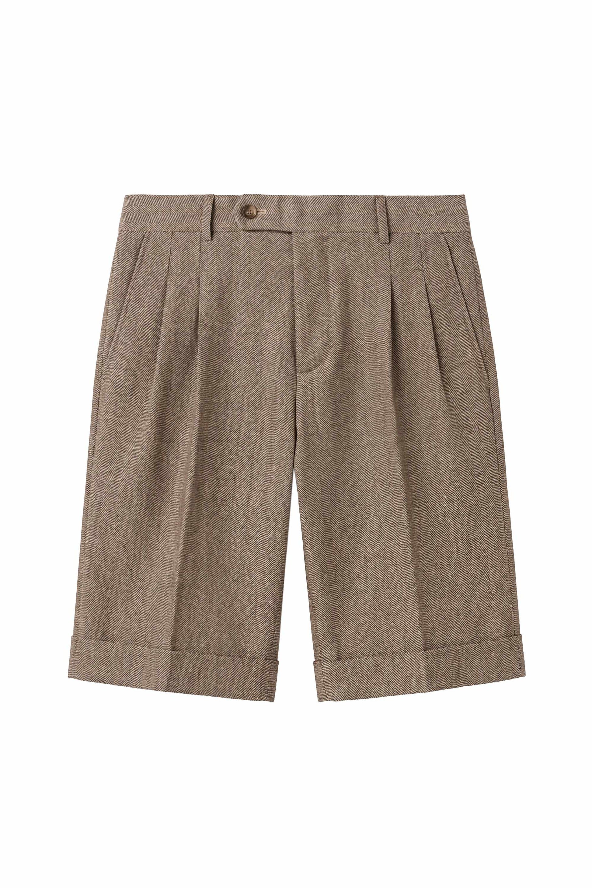Herringbone Double-pleat bermuda - MONTEZEMOLO