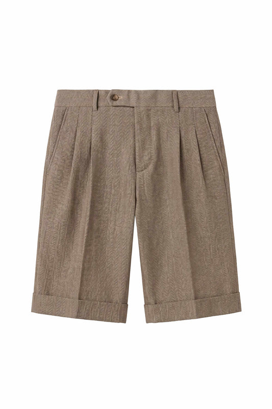 Herringbone Double-pleat bermuda - MONTEZEMOLO