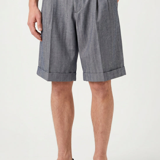 Herringbone Double-pleat bermuda - MONTEZEMOLO