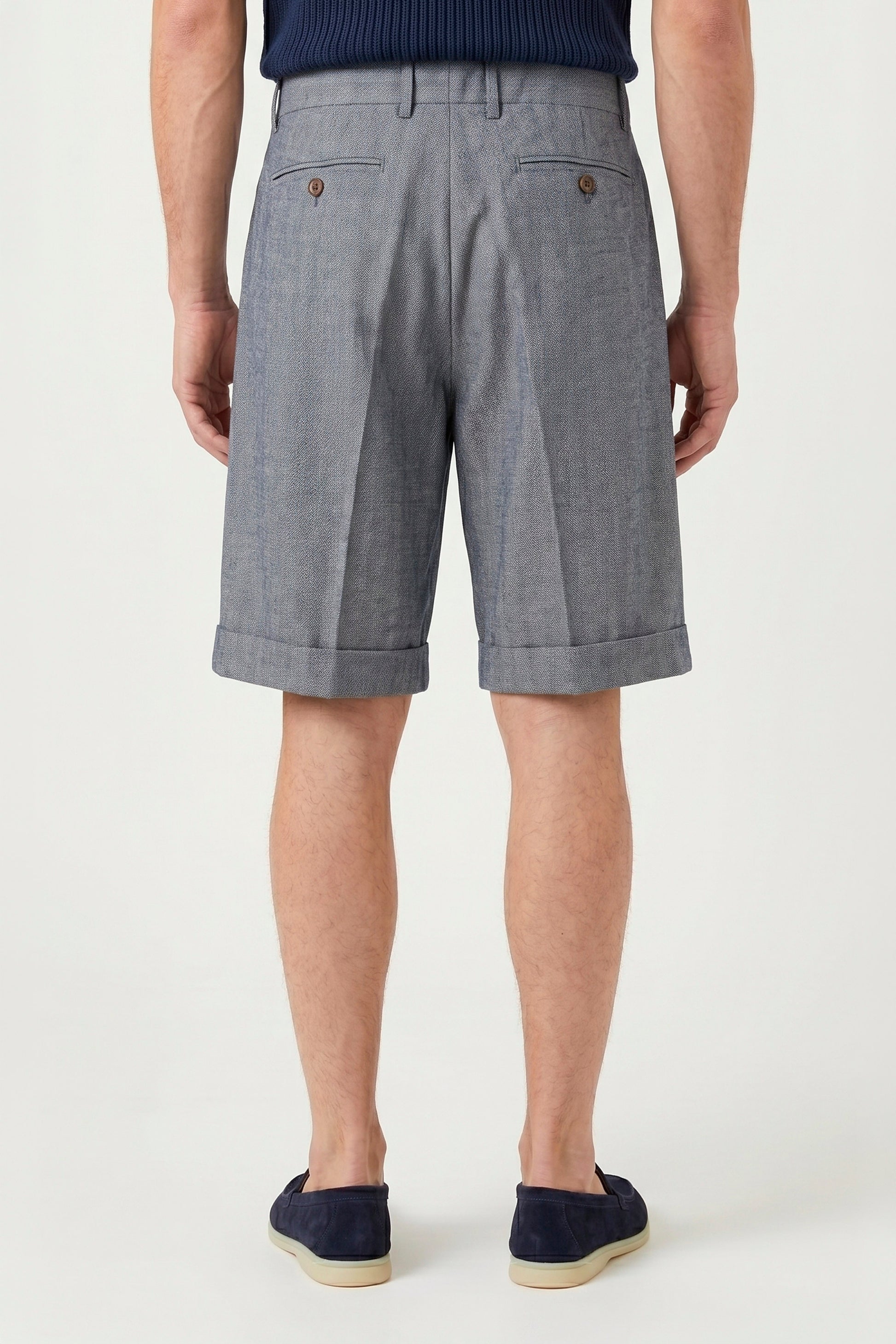 Herringbone Double-pleat bermuda - MONTEZEMOLO
