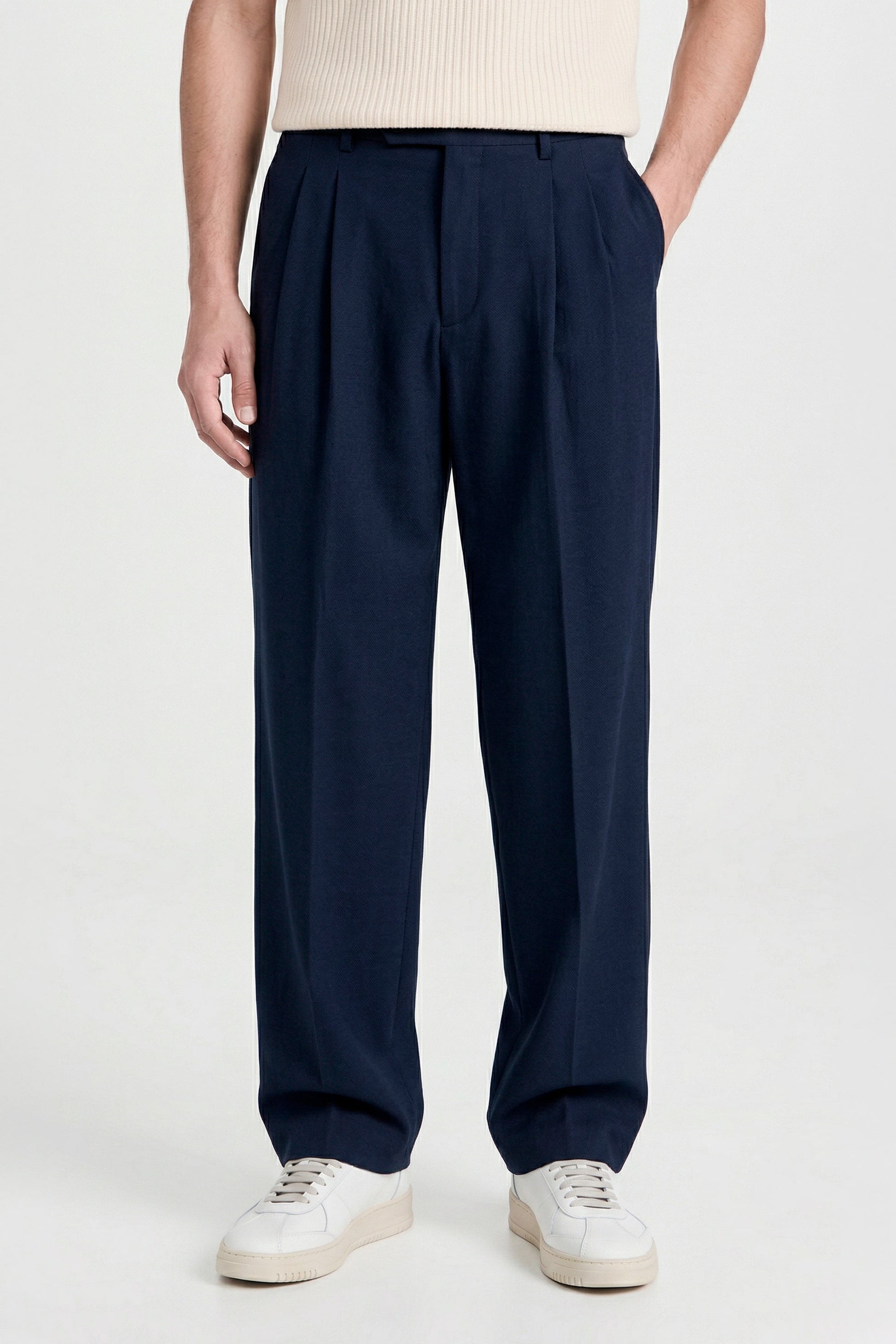 Wide fit double pleat stretch trousers - MONTEZEMOLO