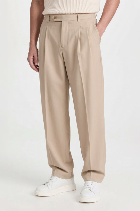 Wide fit double pleat stretch trousers - MONTEZEMOLO