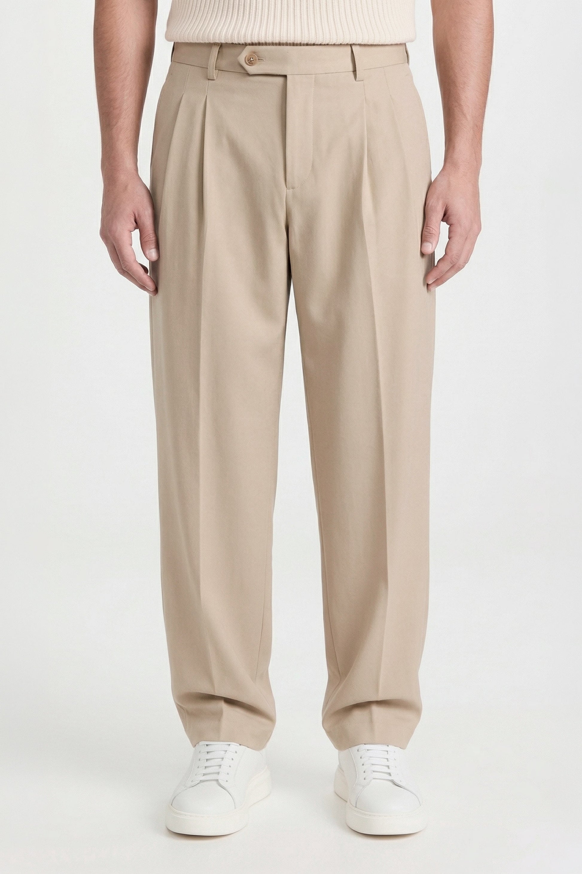 Wide fit double pleat stretch trousers - MONTEZEMOLO