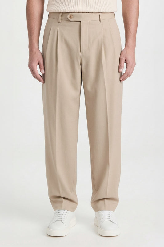 Wide fit double pleat stretch trousers - MONTEZEMOLO