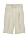 Natural Linen Bermuda Shorts with Drawstring - MONTEZEMOLO