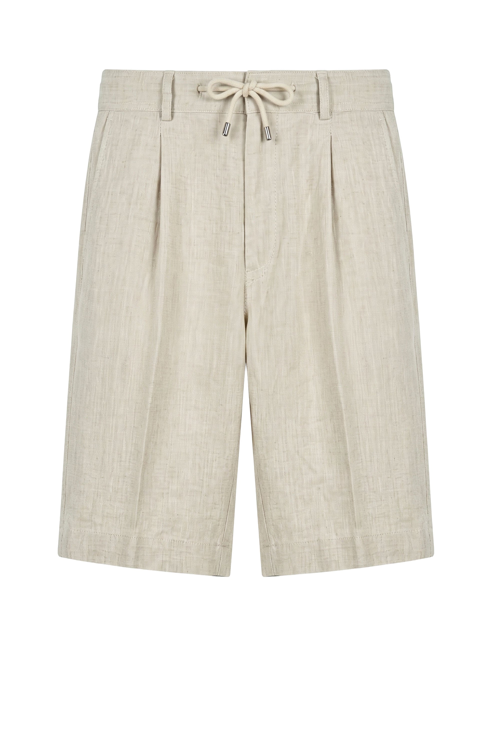 Natural Linen Bermuda Shorts with Drawstring - MONTEZEMOLO