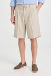 Natural Linen Bermuda Shorts with Drawstring - MONTEZEMOLO
