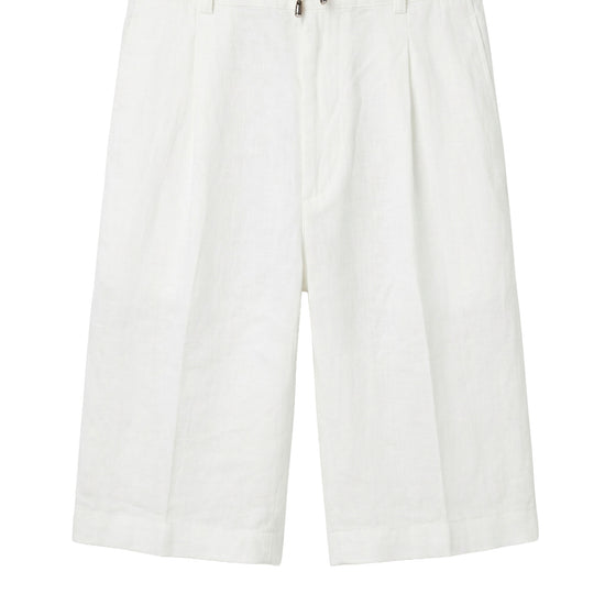 Washed Linen Bermuda Shorts with Drawstring - MONTEZEMOLO