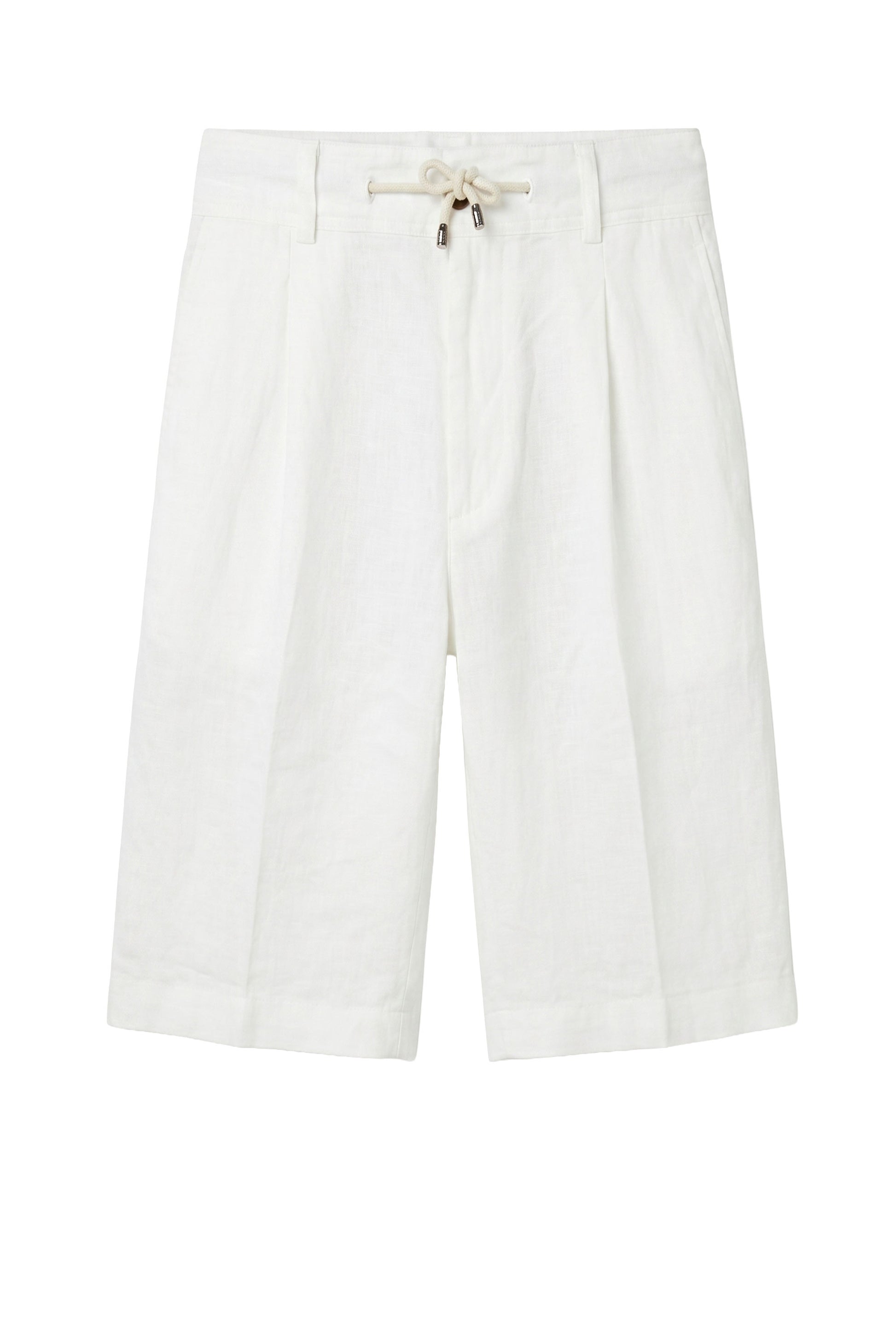 Washed Linen Bermuda Shorts with Drawstring - MONTEZEMOLO