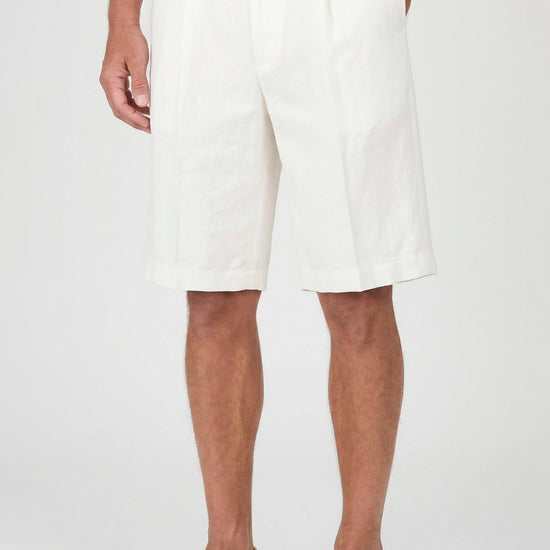 Washed Linen Bermuda Shorts with Drawstring - MONTEZEMOLO