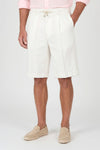 Washed Linen Bermuda Shorts with Drawstring - MONTEZEMOLO
