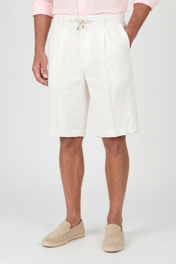 Washed Linen Bermuda Shorts with Drawstring - MONTEZEMOLO