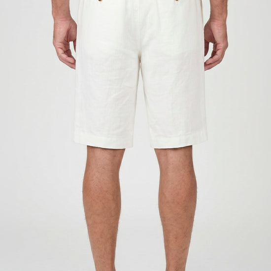 Washed Linen Bermuda Shorts with Drawstring - MONTEZEMOLO