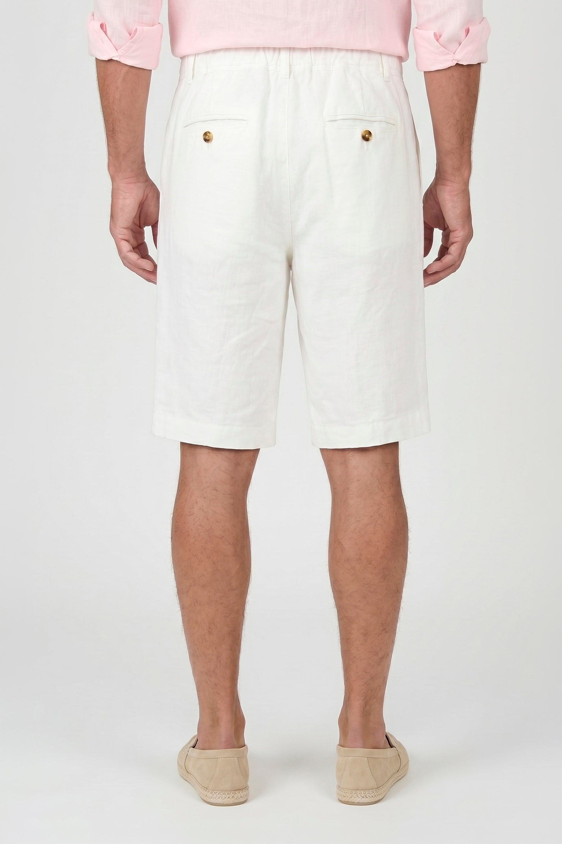 Washed Linen Bermuda Shorts with Drawstring - MONTEZEMOLO