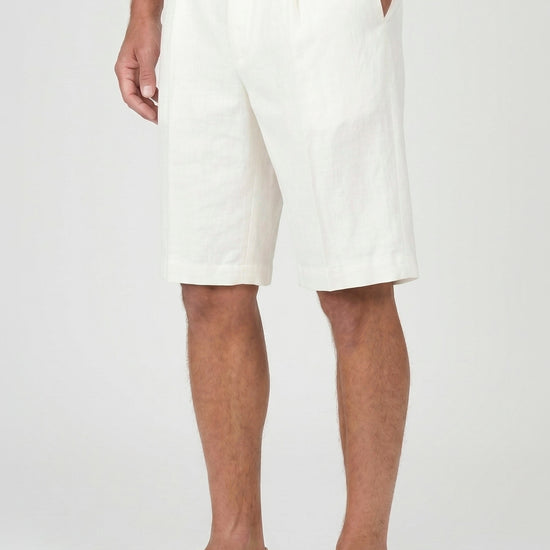 Washed Linen Bermuda Shorts with Drawstring - MONTEZEMOLO