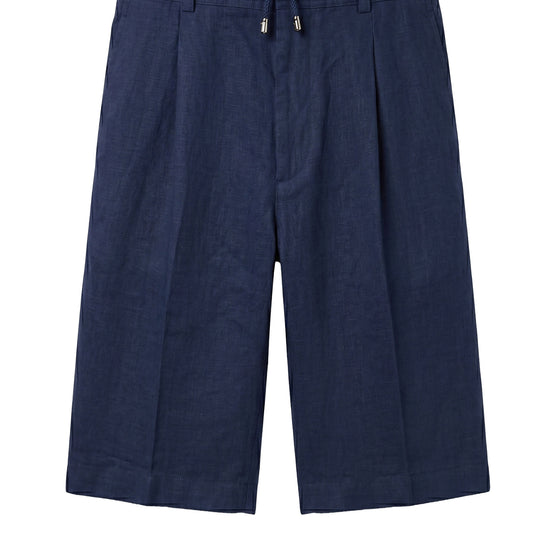 Washed Linen Bermuda Shorts with Drawstring - MONTEZEMOLO