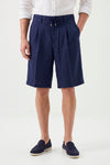 Washed Linen Bermuda Shorts with Drawstring - MONTEZEMOLO
